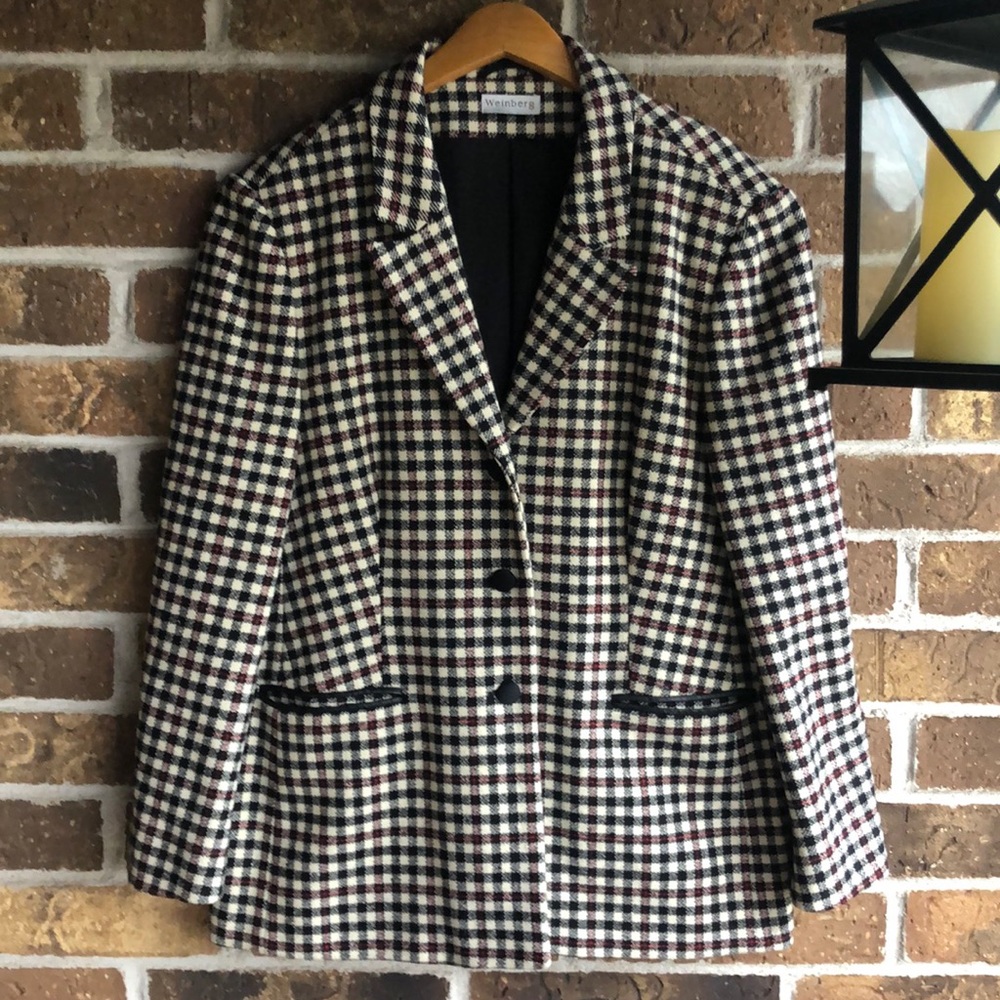 Vintage WEINBERG Wool Houndstooth Blazer Made in FRANCE 🇫🇷